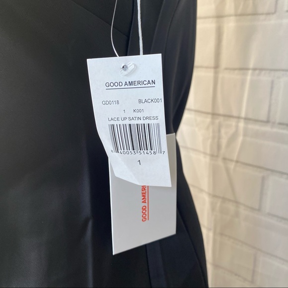 Good American black midi satin Slip dress size small - Picture 4 of 7